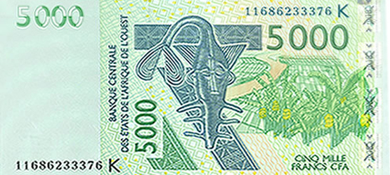 Billets de 5.000 et 1.000 et pièces de 500 et 200 FCFA